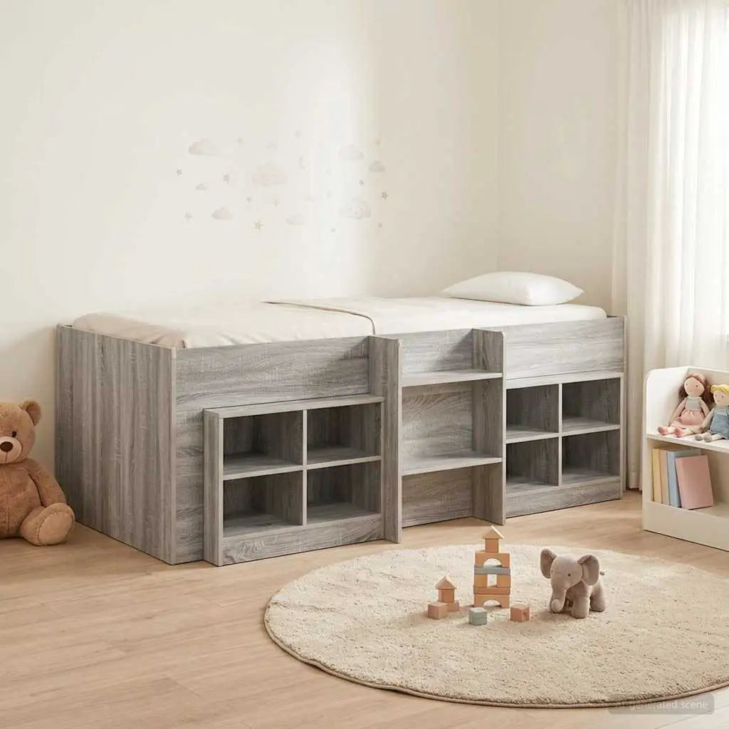 vidaXL Loft Bed Frame with Cabinet 3 pcs White Engineered Wood - from vidaXL
