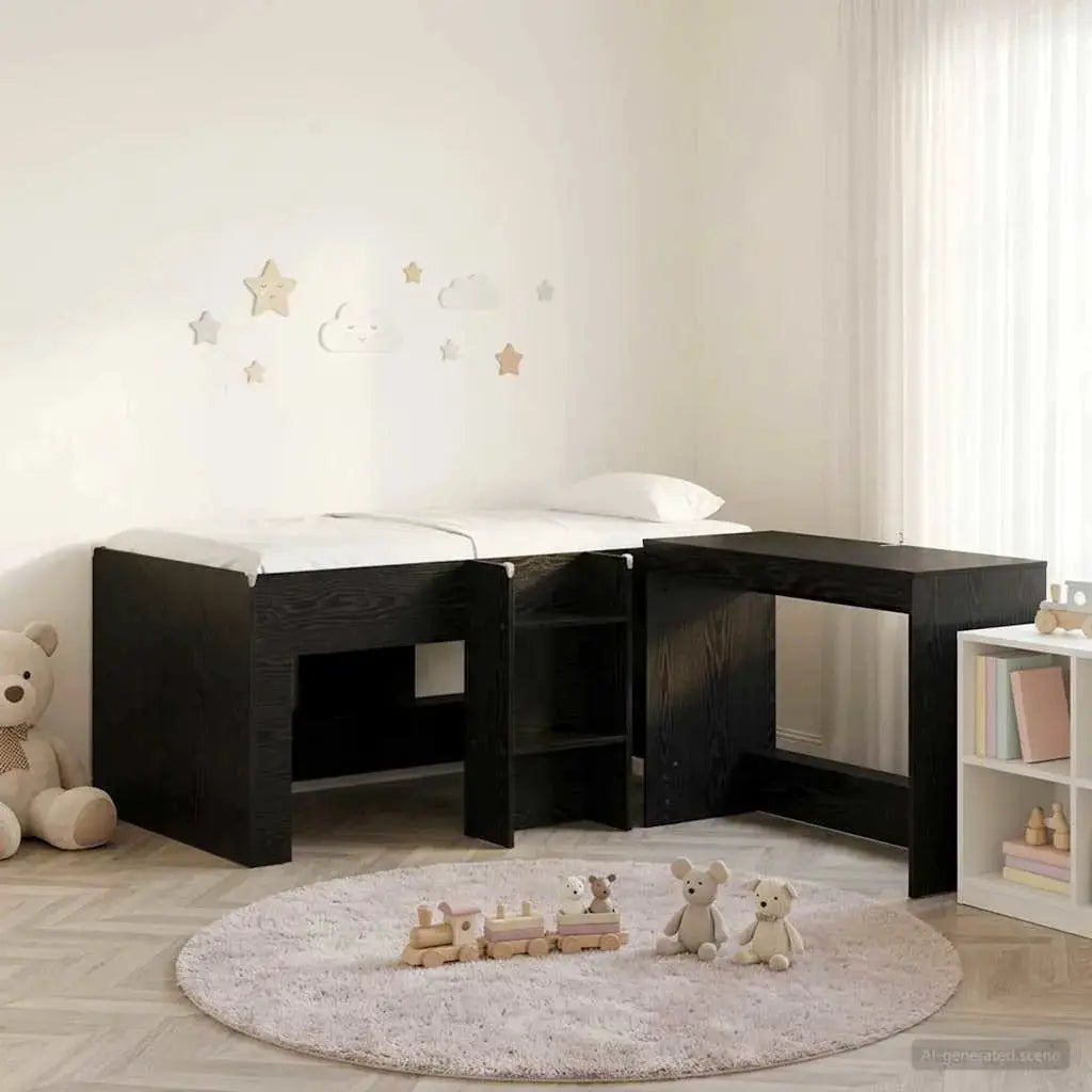 vidaXL Kids'High Bed Frame with Desk 2 pcs White Engineered Wood - from vidaXL
