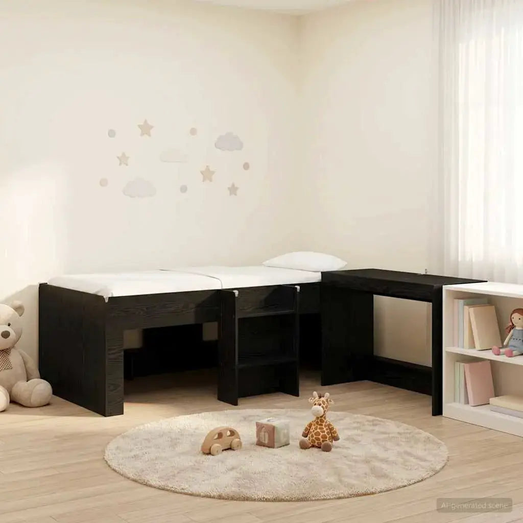 vidaXL Kids'High Bed Frame with Desk 2 pcs White Engineered Wood - from vidaXL