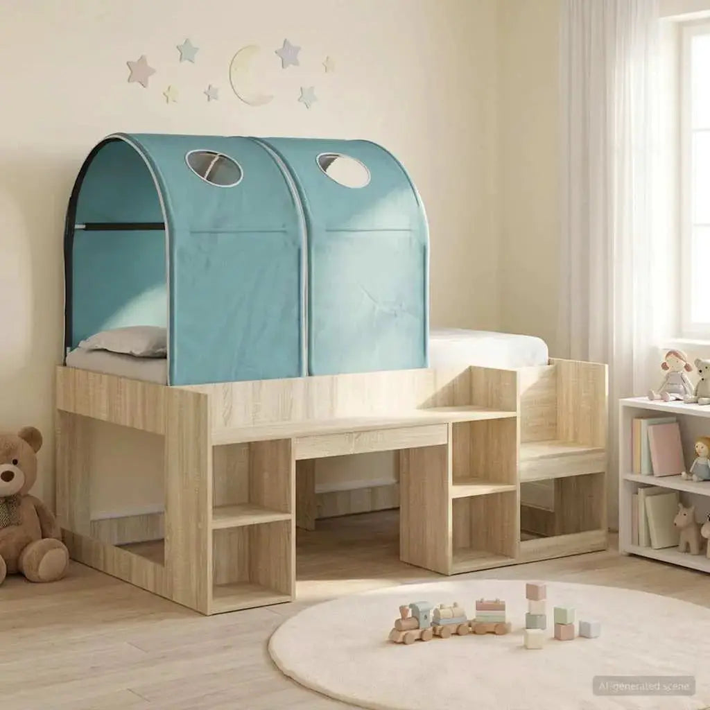 vidaXL Bed with Tunnel 4 pcs White and Light Blue Engineered Wood - from vidaXL
