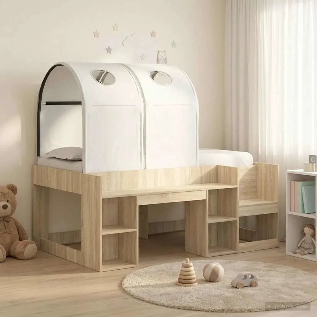 vidaXL Bed with Tunnel 4 pcs White and Light Blue Engineered Wood - from vidaXL