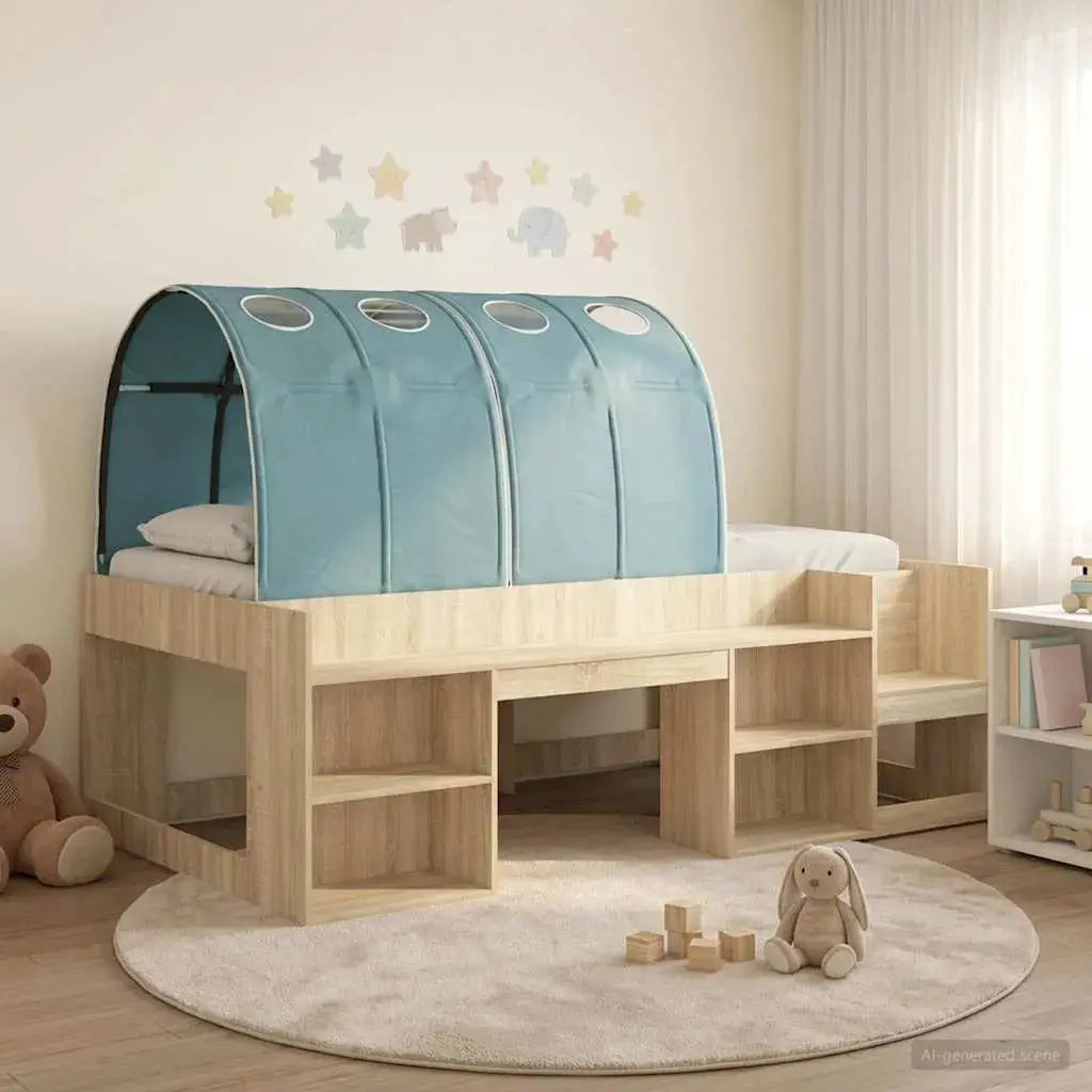 vidaXL Bed with Tunnel 4 pcs White and Light Blue Engineered Wood - from vidaXL