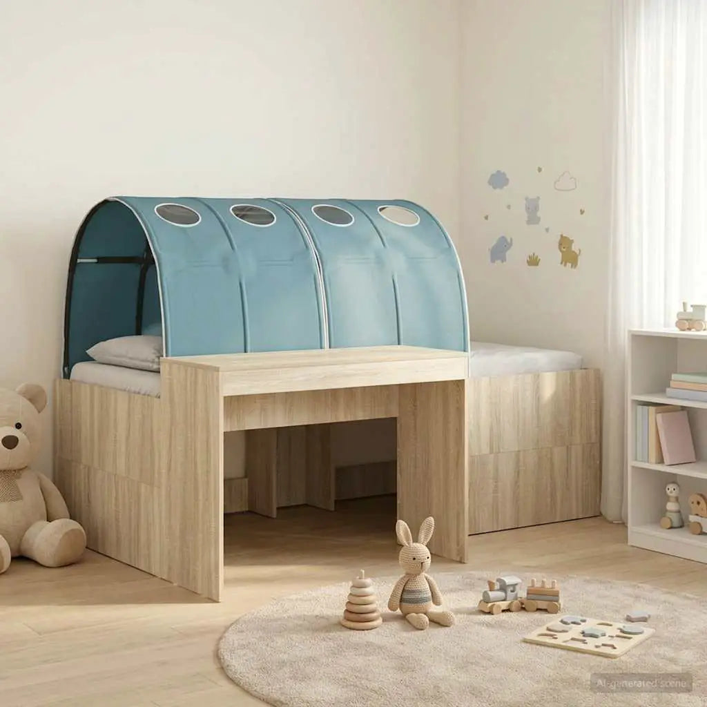 vidaXL Bed with Tunnel 4 pcs White and Light Blue Engineered Wood - from vidaXL