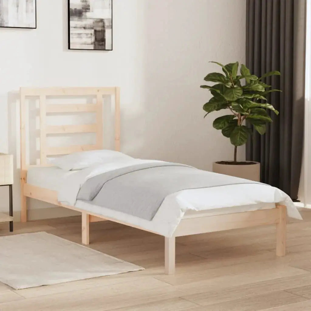 vidaXL Bed Frame without Mattress White 75x190 cm Small Single Solid Wood - from vidaXL