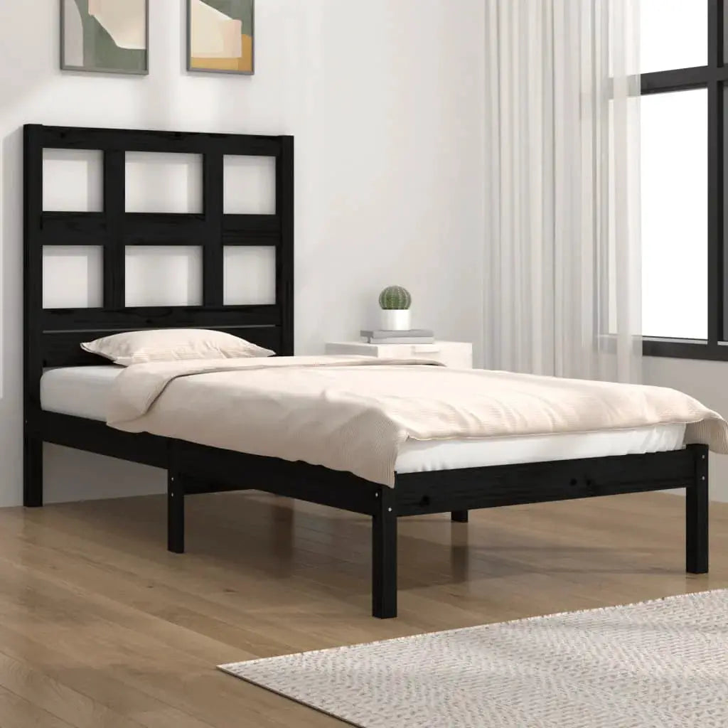 vidaXL Bed Frame | Black | Solid pine wood | Durable | Bed Frame | Rectangular - from vidaXL