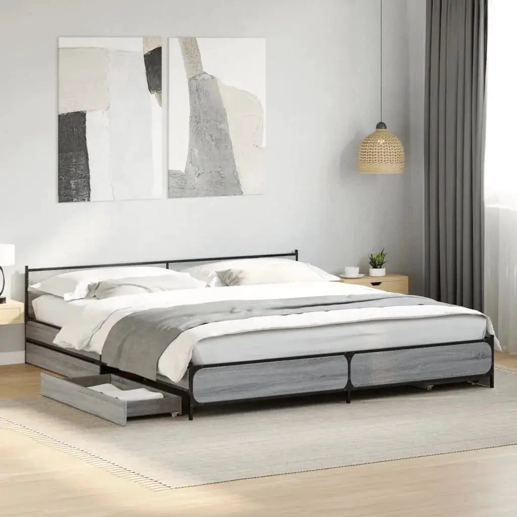 vidaXL Bed Frame with Drawers without Mattress Black 135x190 cm Double - from vidaXL