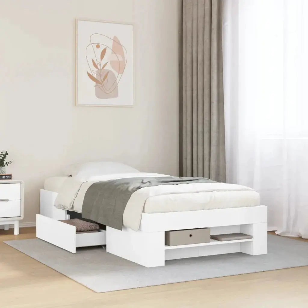 vidaXL Bed Frame without Mattress White 200x200 cm Engineered Wood - from vidaXL