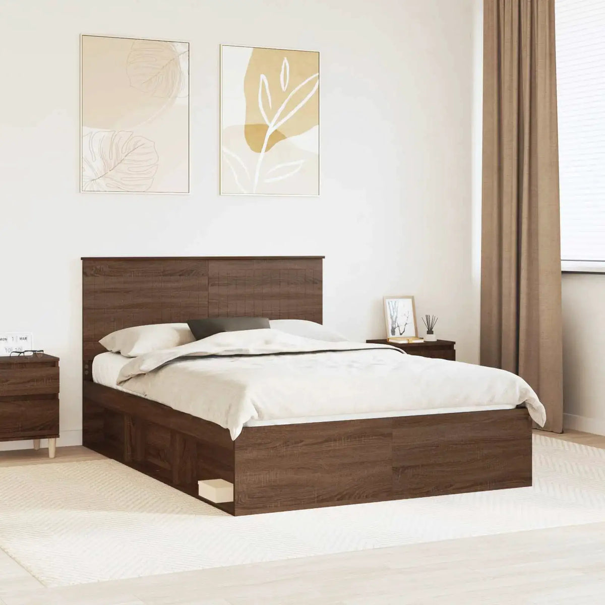 vidaXL Bed Frame with Headboard White 200 x 200 cm Solid Pine Wood - from vidaXL