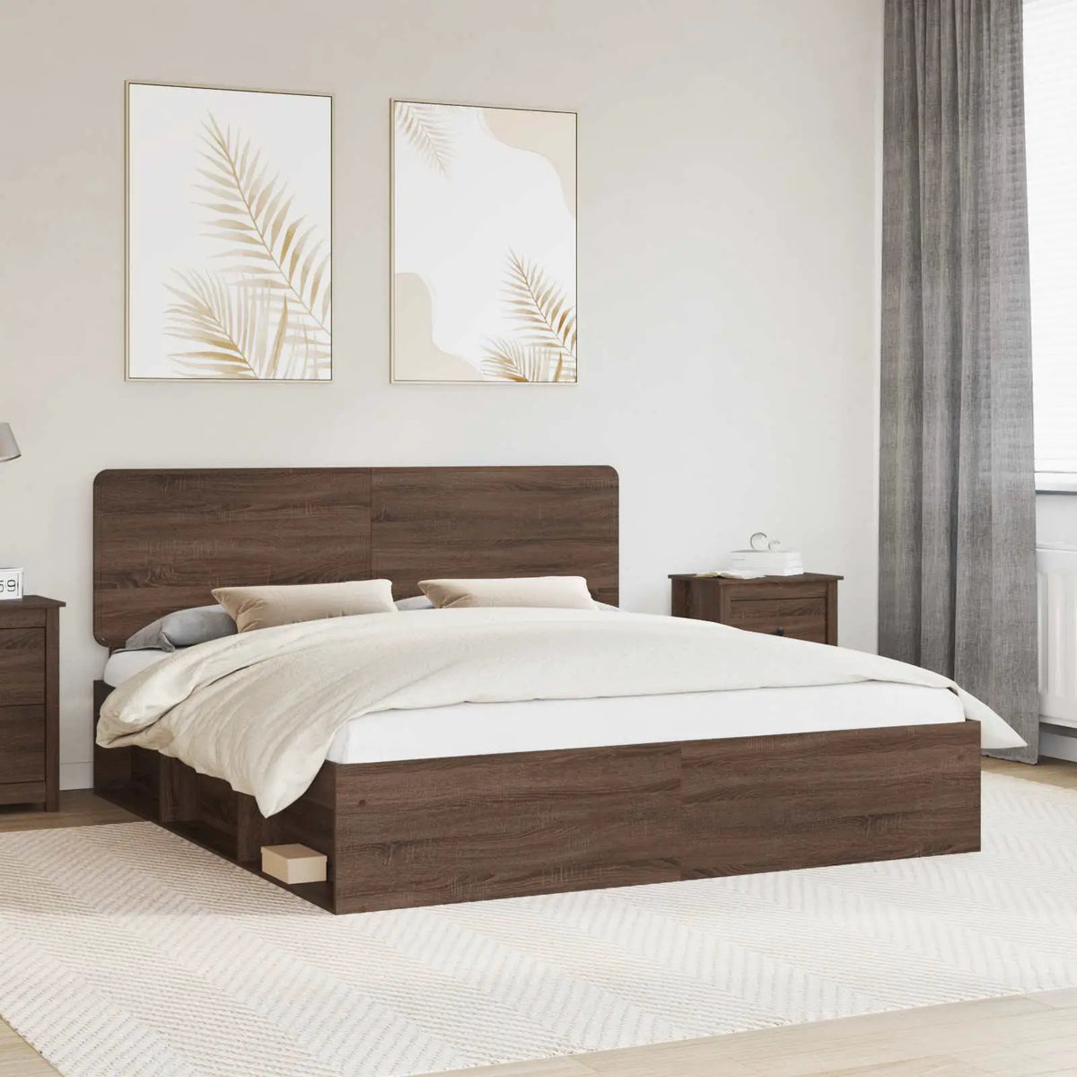 vidaXL Bed Frame with Headboard White 200 x 200 cm Solid Pine Wood - from vidaXL