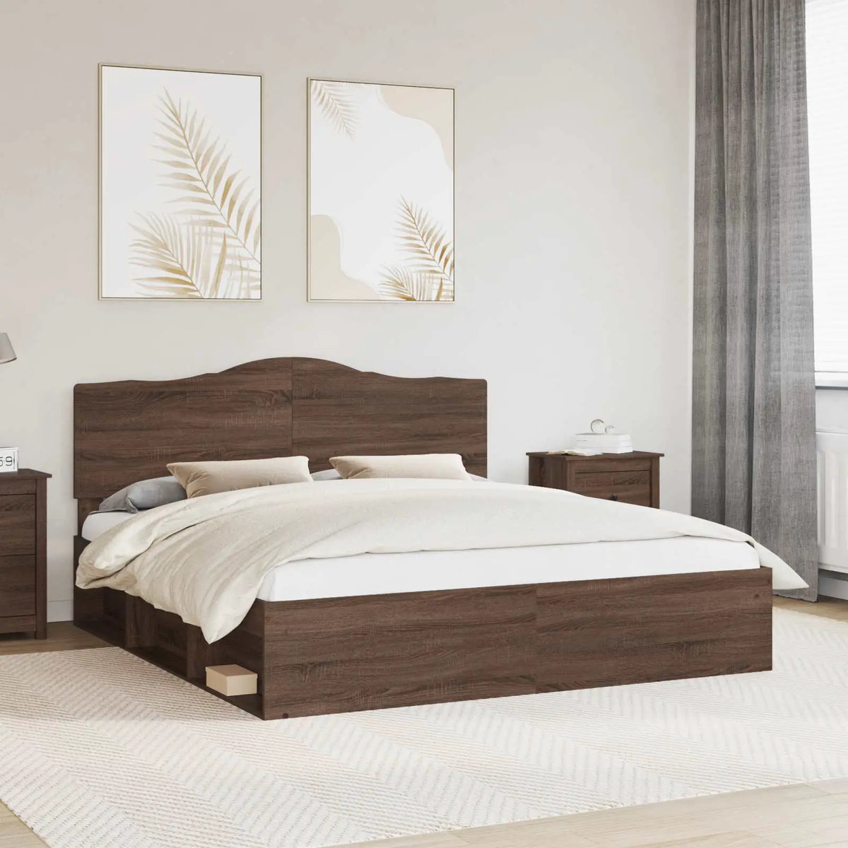 vidaXL Bed Frame with Headboard White 200 x 200 cm Solid Pine Wood - from vidaXL