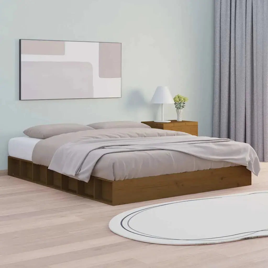 vidaXL Bed Frame without Mattress Wax Brown 160x200 cm Solid Wood Pine - from vidaXL