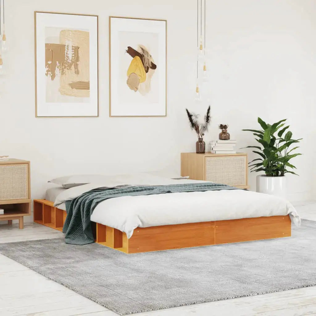vidaXL Bed Frame without Mattress Wax Brown 160x200 cm Solid Wood Pine - from vidaXL
