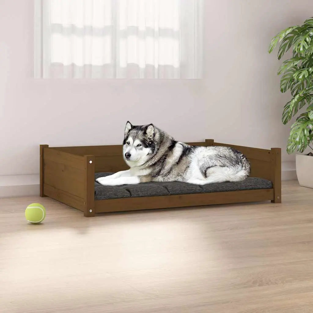 vidaXL Dog Bed Wax Brown 105.5x75.5x28 cm Solid Wood Pine - from vidaXL