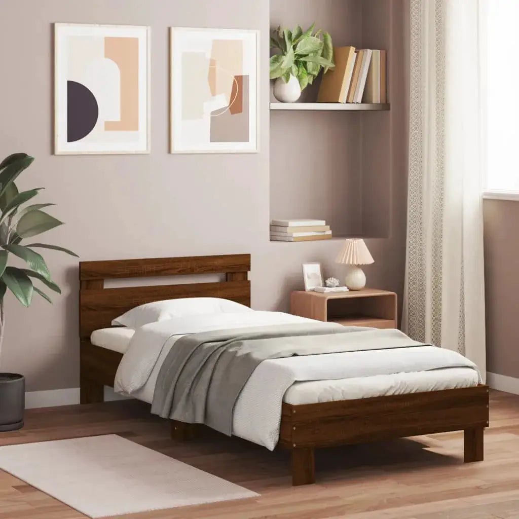 vidaXL Bed Frame Old Wood 203 x 95 x 70 cm Engineered Wood - from vidaXL