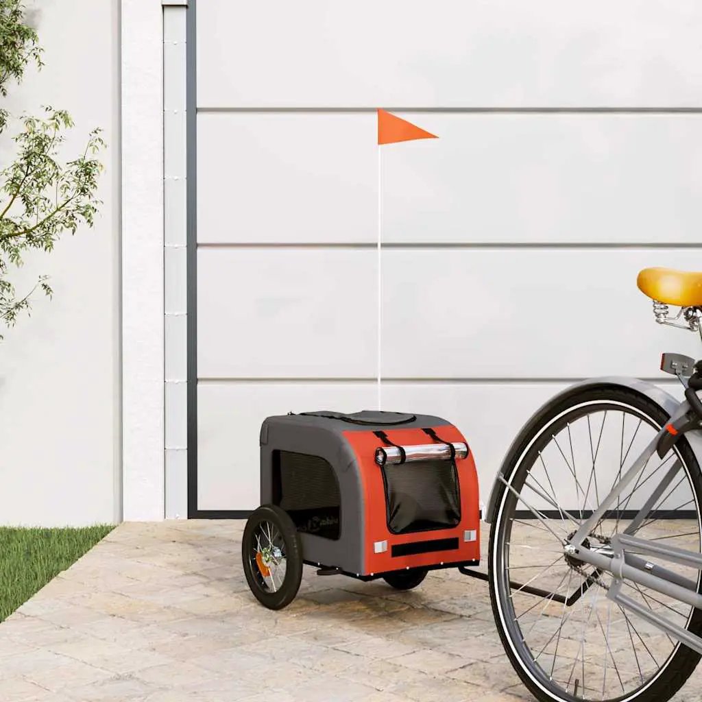 vidaXL Pet Bike Trailer Red and Grey Oxford Fabric and Iron - from vidaXL