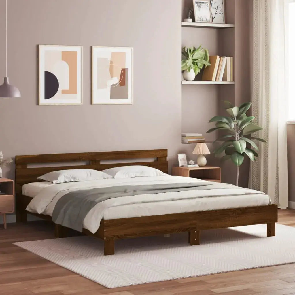 vidaXL Bed Frame Old Wood 203 x 95 x 70 cm Engineered Wood - from vidaXL