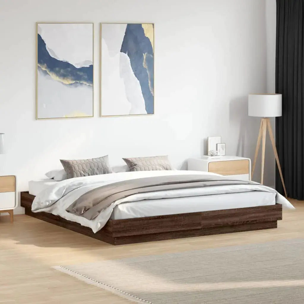 vidaXL Bed Frame | White | Engineered wood | 200x200 cm | Durable | Bed Frame - from vidaXL