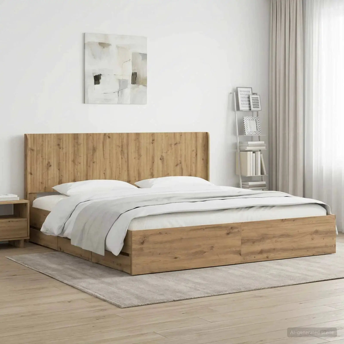 vidaXL Bed Frame with Storage and Headboard White 200 x 200 cm - from vidaXL