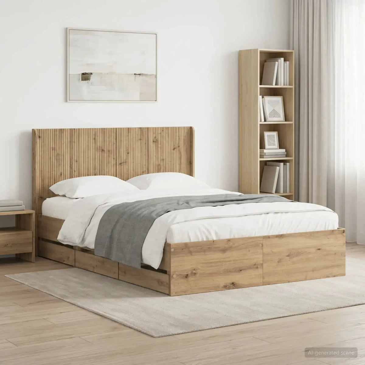 vidaXL Bed Frame with Storage and Headboard White 200 x 200 cm - from vidaXL