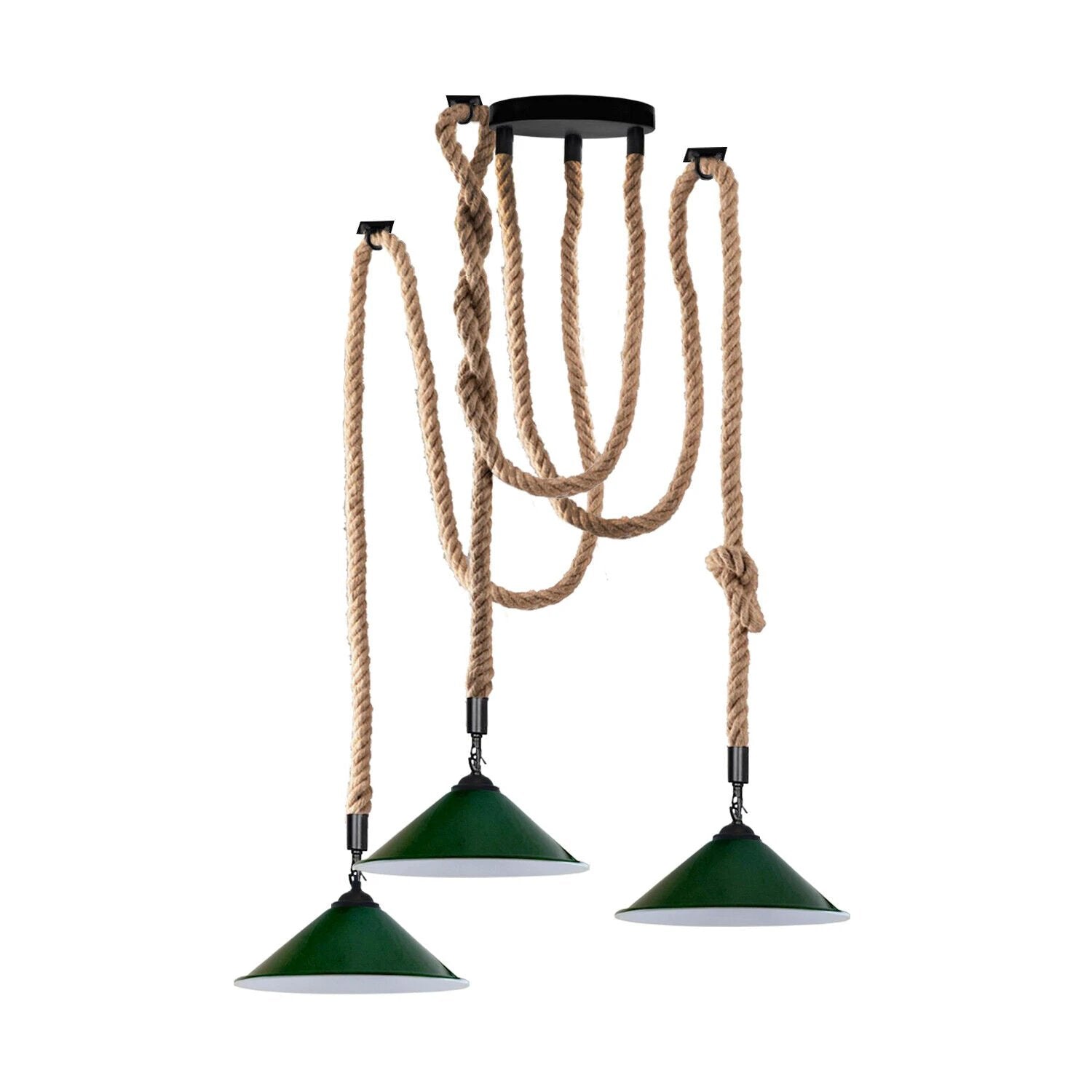 Industrial Rope Pendant Lights ThreeLite E27 Glow by Ledsone