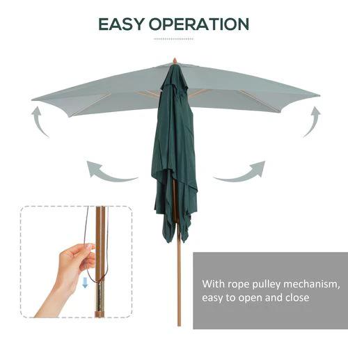Outsunny Wooden Patio Parasol Umbrella 3x2m Durable Canopy for Outdoor Gatherings by Outsunny