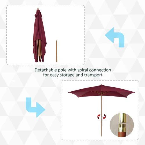 Outsunny Wooden Patio Parasol Umbrella 3x2m Durable Canopy for Outdoor Gatherings by Outsunny