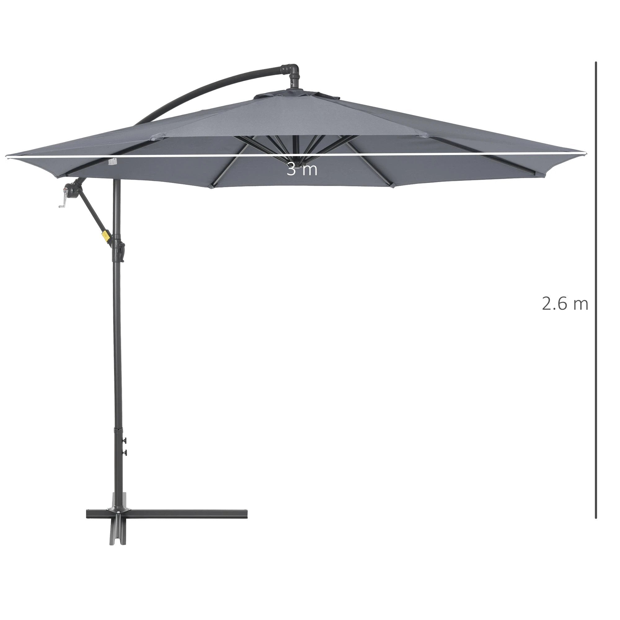 Outsunny 3mt Garden Parasol Sun Shade Patio Banana Hanging Rattan Set - Parasol