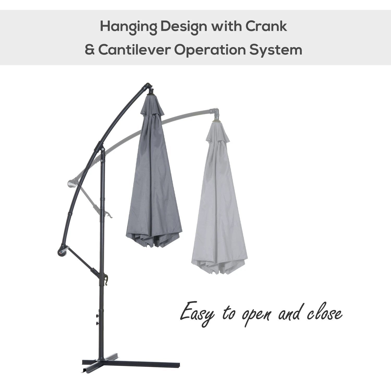 Outsunny 3mt Garden Parasol Sun Shade Patio Banana Hanging Rattan Set - Parasol