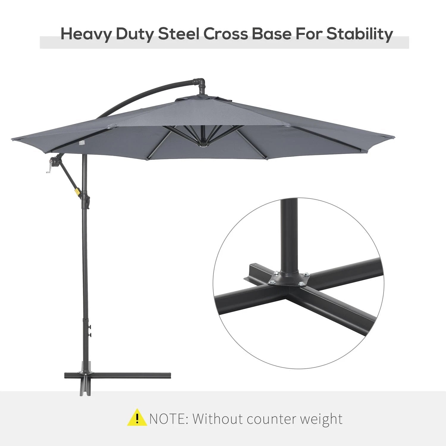 Outsunny 3mt Garden Parasol Sun Shade Patio Banana Hanging Rattan Set - Parasol