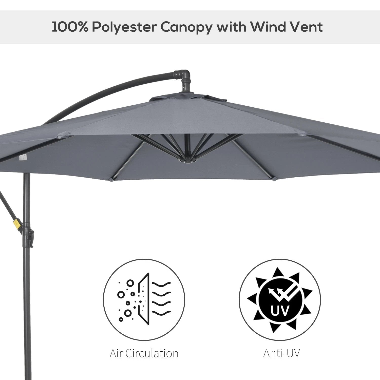 3mt Garden Parasol Sun Shade Patio Banana Hanging Rattan Set by Outsunny