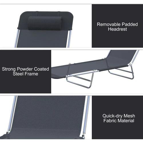 Outsunny Adjustable Garden Lounger Recliner Chair with Folding Design for Outdoor Relaxation and Sunbathing - Sun Lounger