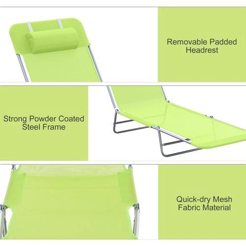 Outsunny Adjustable Garden Lounger Recliner Chair with Folding Design for Outdoor Relaxation and Sunbathing - Sun Lounger