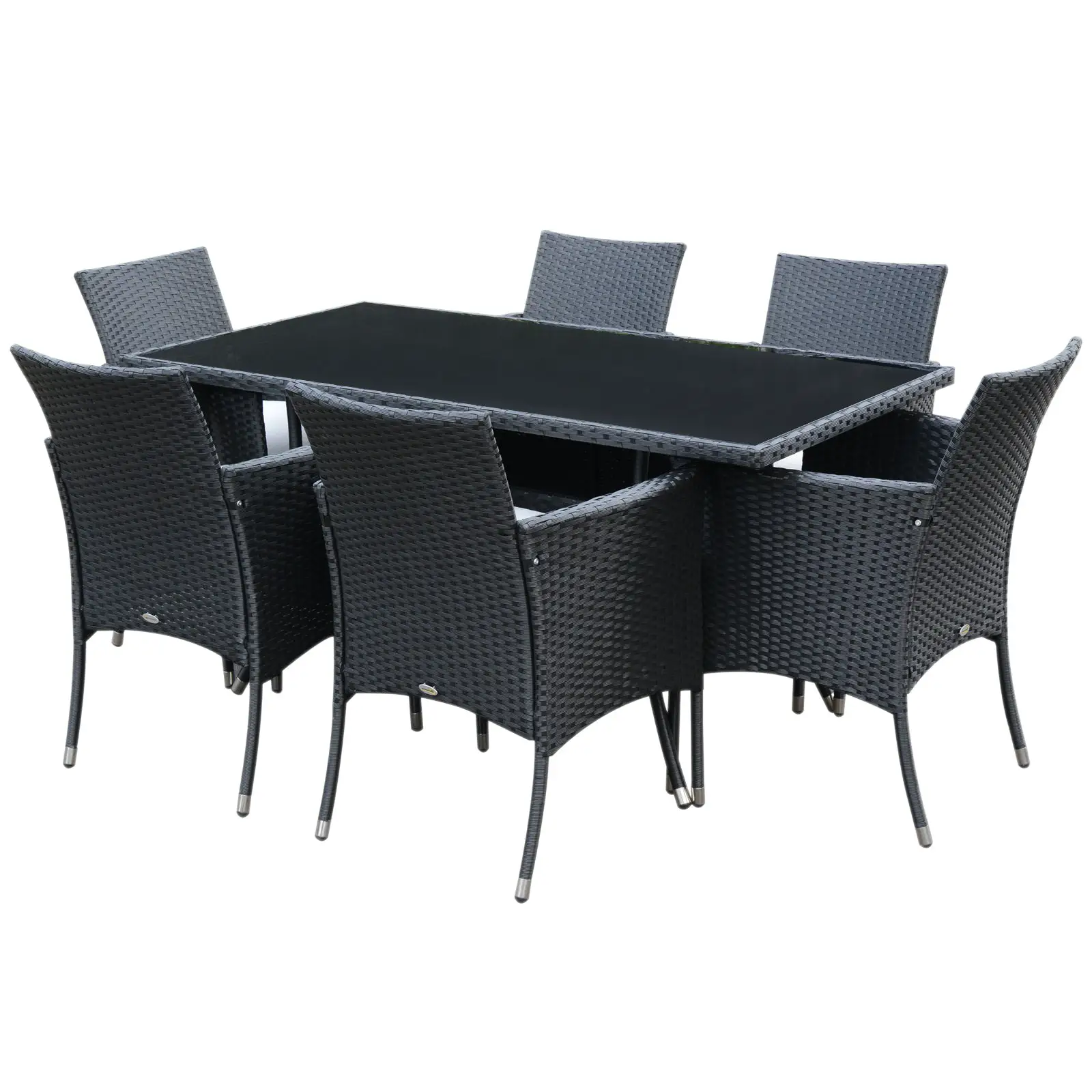 Outsunny Rattan Garden Furniture Dining Set 6-seater Patio Rectangular Table Cube Chairs - Garden Set