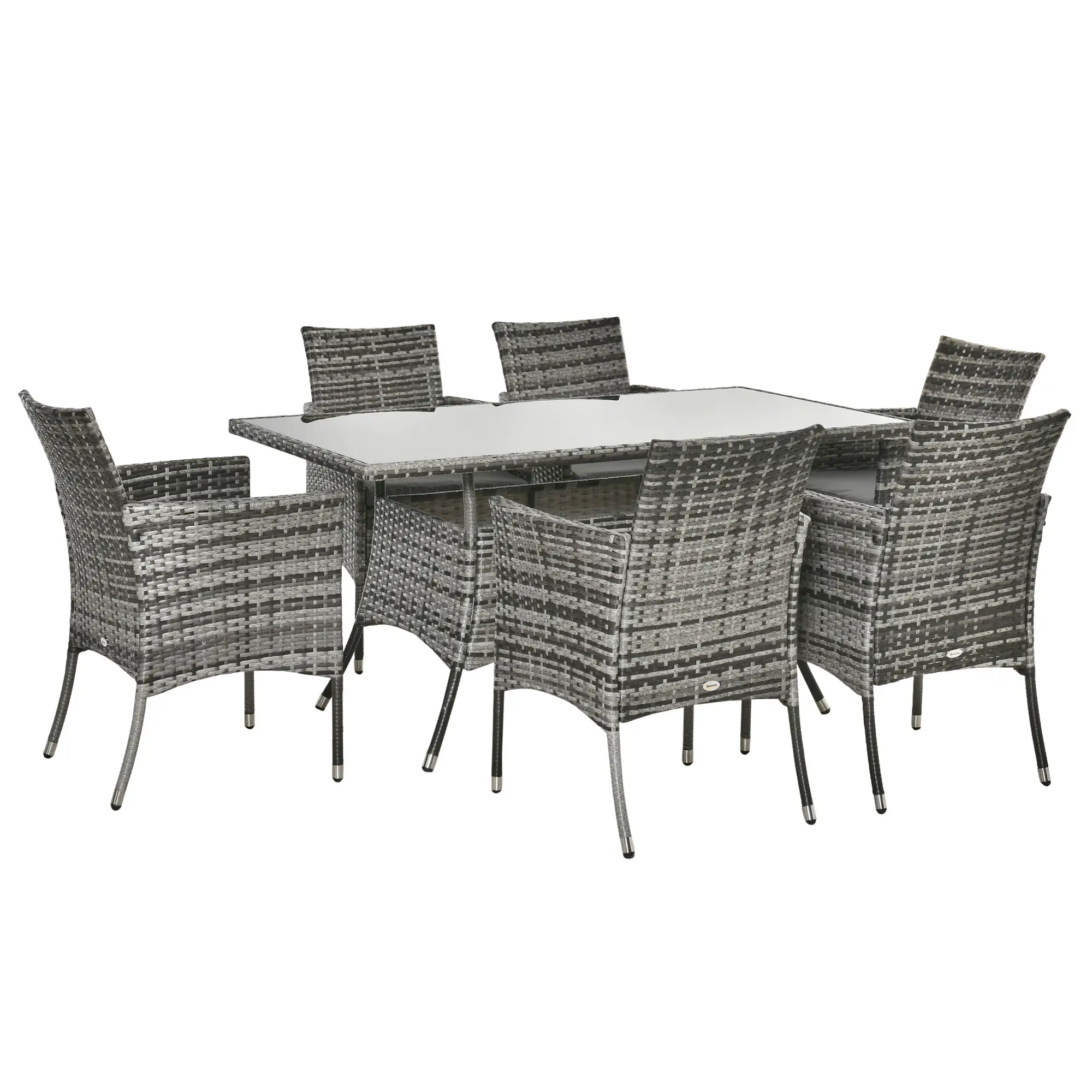 Outsunny Rattan Garden Furniture Dining Set 6-seater Patio Rectangular Table Cube Chairs - Garden Set