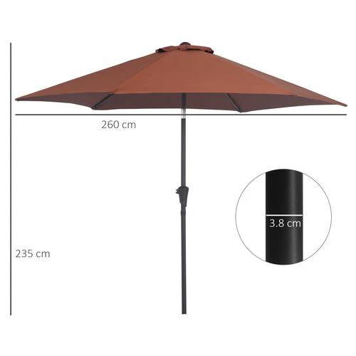 Outsunny Outsunny 2.7M Patio Tilt Umbrella with Aluminium Frame and Crank for Outdoor Sun Protection - Parasol