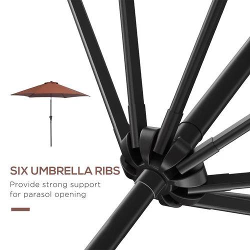 Outsunny Outsunny 2.7M Patio Tilt Umbrella with Aluminium Frame and Crank for Outdoor Sun Protection - Parasol