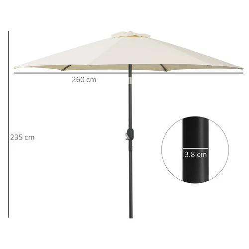 Outsunny Outsunny 2.7M Patio Tilt Umbrella with Aluminium Frame and Crank for Outdoor Sun Protection - Parasol