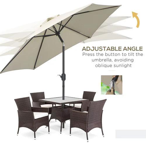 Outsunny Outsunny 2.7M Patio Tilt Umbrella with Aluminium Frame and Crank for Outdoor Sun Protection - Parasol