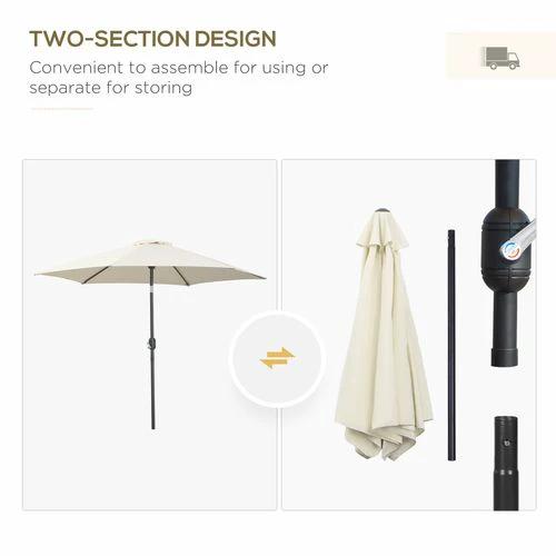 Outsunny Outsunny 2.7M Patio Tilt Umbrella with Aluminium Frame and Crank for Outdoor Sun Protection - Parasol