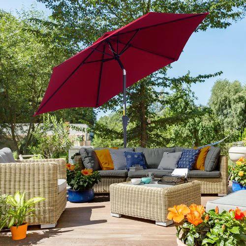 Outsunny 2.7M Patio Tilt Umbrella with Aluminium Frame and Crank for Outdoor Sun Protection by Outsunny