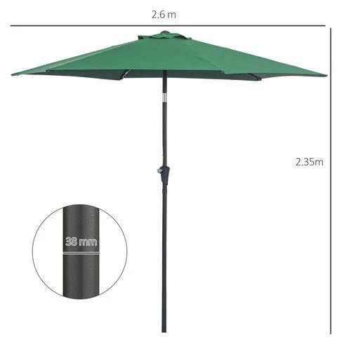 Outsunny 2.7M Patio Tilt Umbrella with Aluminium Frame and Crank for Outdoor Sun Protection by Outsunny