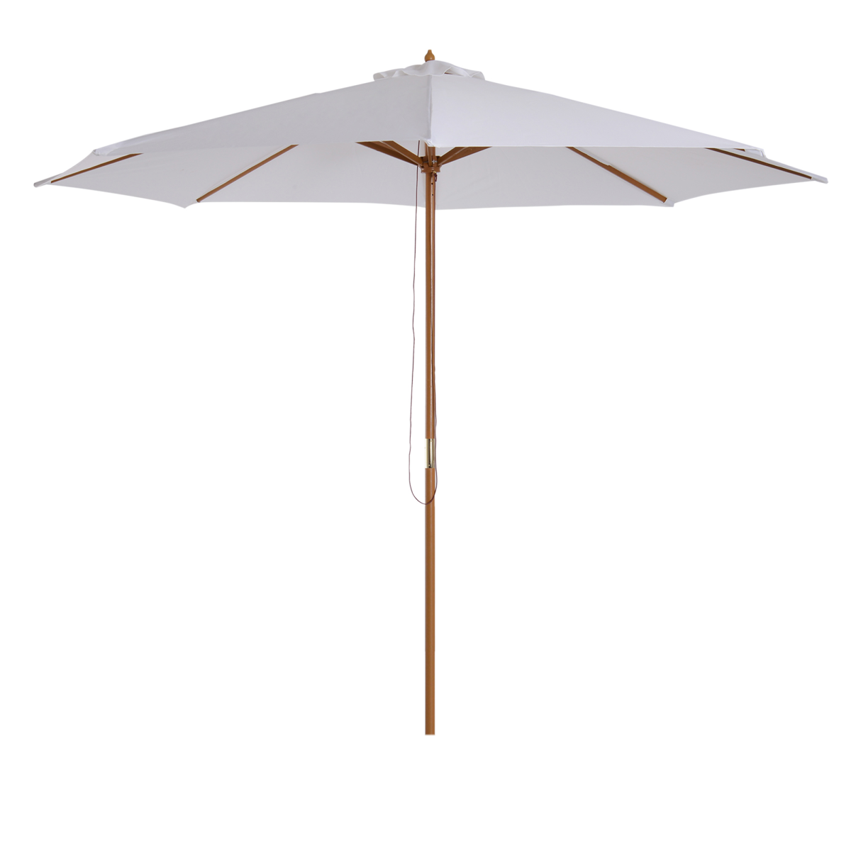 Outsunny 10'x8.2'H Bamboo Wooden Round Market Patio Sun Umbrella Parasol Sunshade Canopy - Parasol