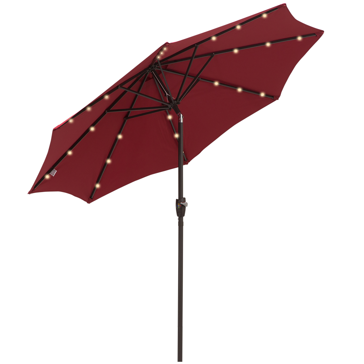 Outsunny Garden 24 LED Light Parasol Outdoor Tilt Sun Umbrella Patio Club Party Sunshade - Parasol