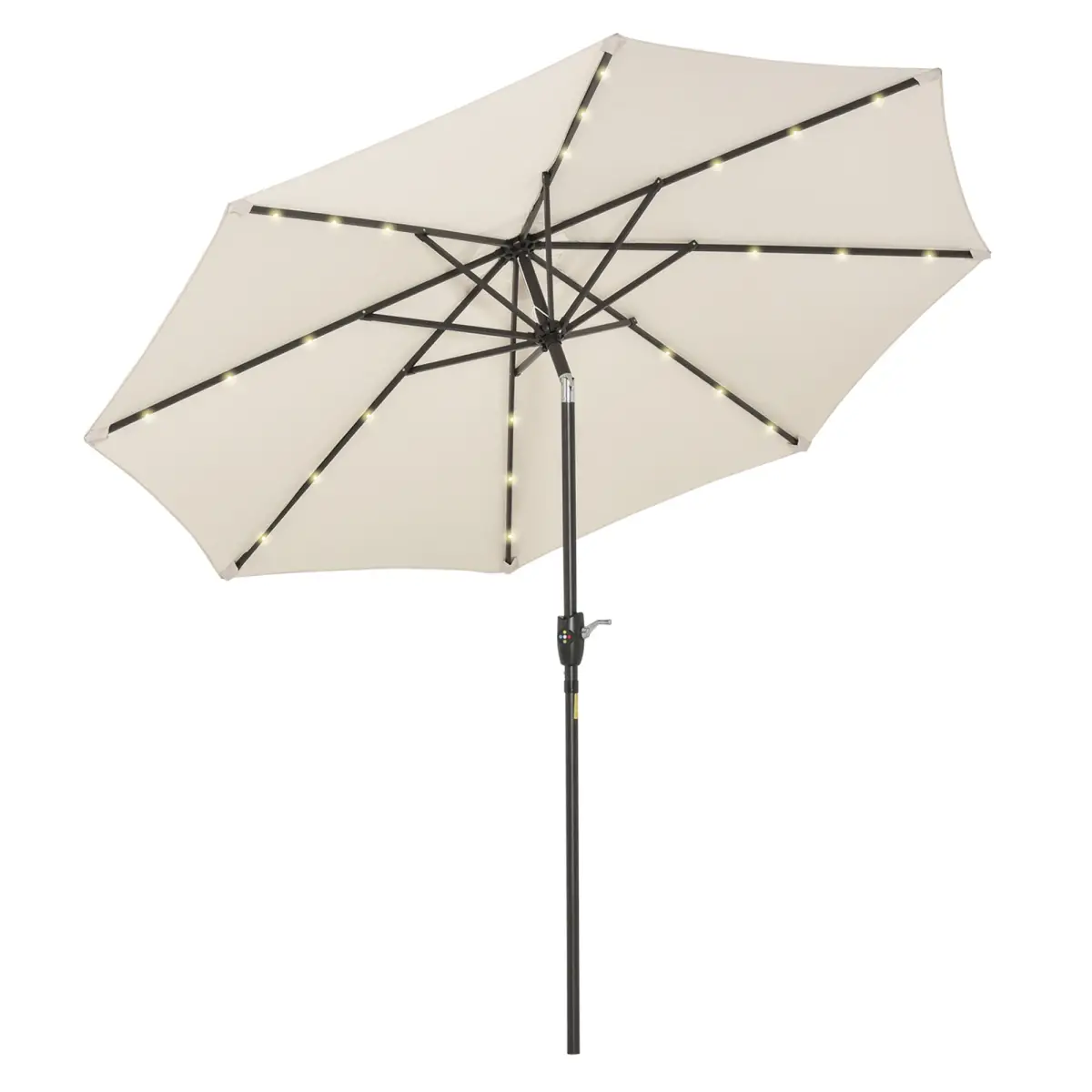 Outsunny Garden 24 LED Light Parasol Outdoor Tilt Sun Umbrella Patio Club Party Sunshade - Parasol