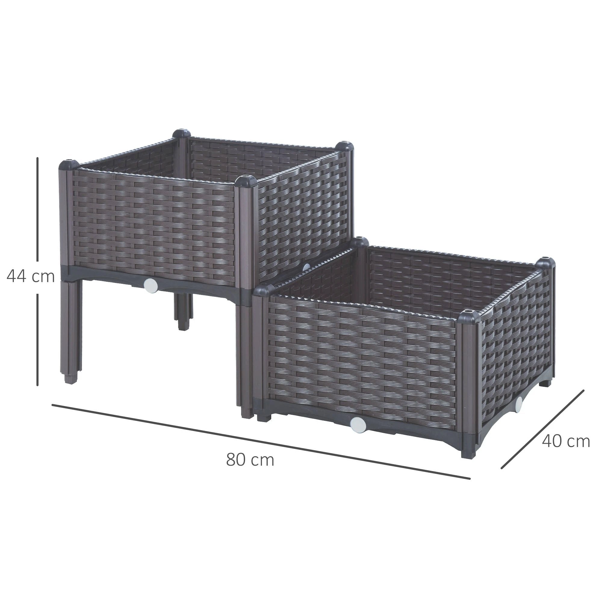 Outsunny PP Set Of 2 Raised Outdoor Garden Planter Box - Uncategorized Planters