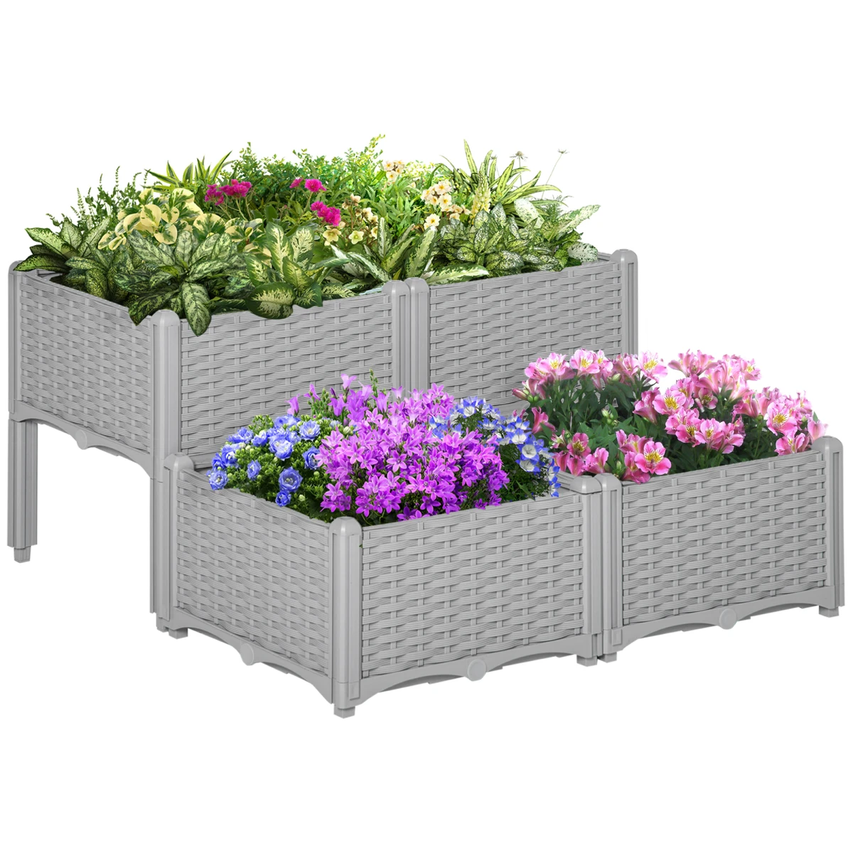 Outsunny Outsunny Raised Planter Boxes Two Tier Weatherproof Patio - Planters