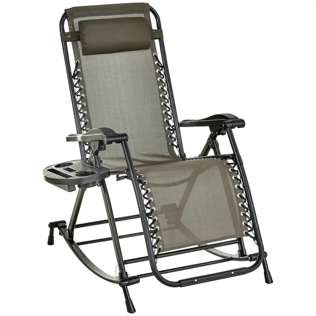 Outsunny Folding Recliner Chair Outdoor Lounge Rocker Zero-Gravity Seat - Sun Lounger