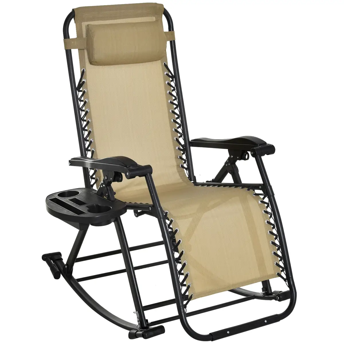 Outsunny Folding Recliner Chair Outdoor Lounge Rocker Zero-Gravity Seat - Sun Lounger