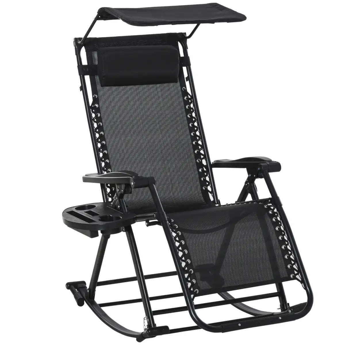 Outsunny Folding Recliner Chair Outdoor Lounge Rocker Zero-Gravity Seat - Sun Lounger
