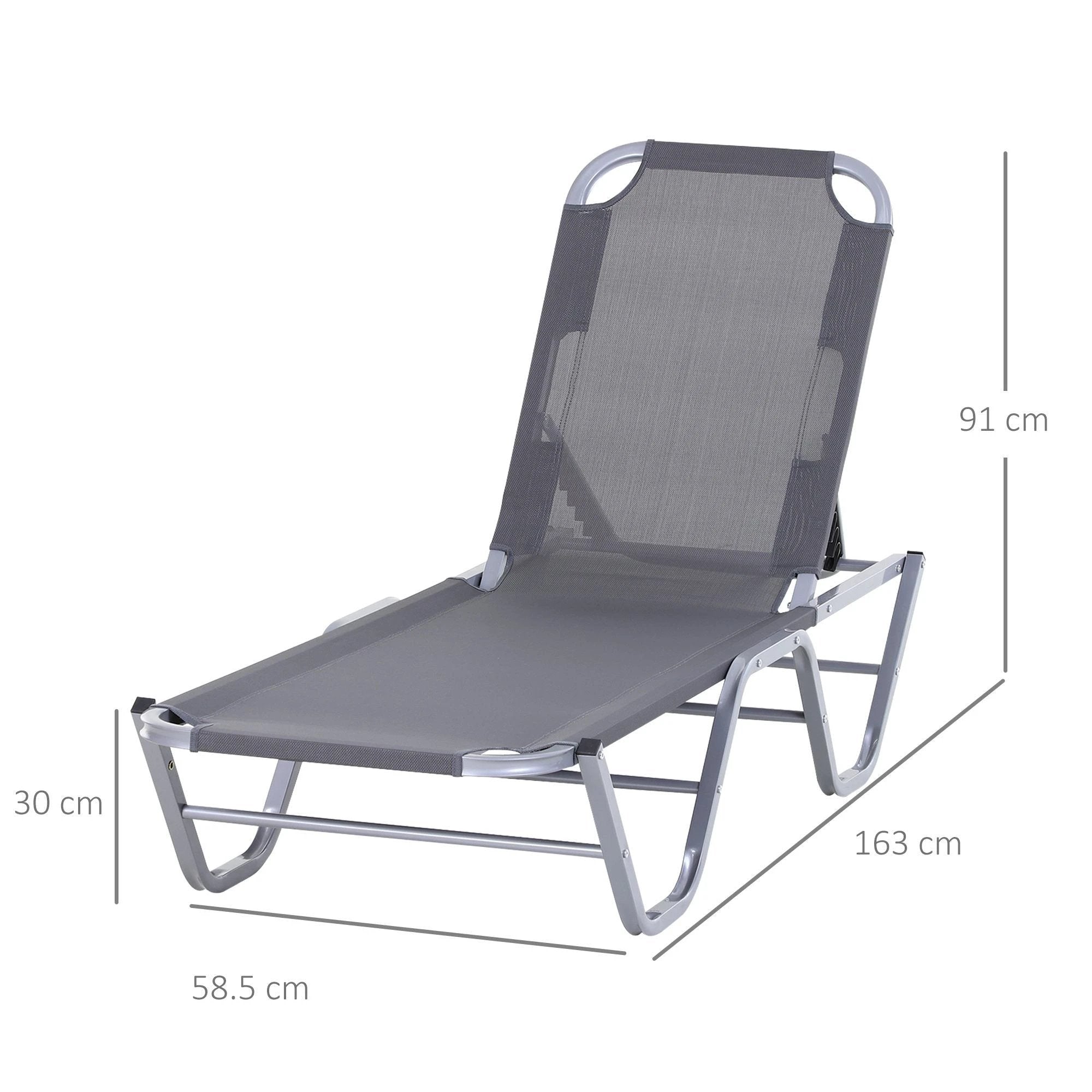 Sun Lounger Relaxer Recliner 5-Position Adjustable Backrest Lightweight Frame by Outsunny